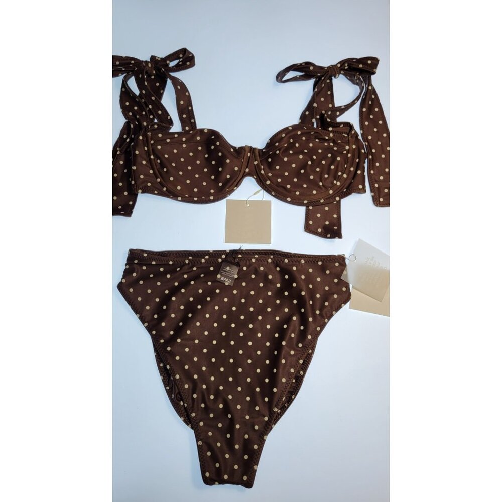 SAME NWT Los Angeles Brown Polka Dot Bikini Set